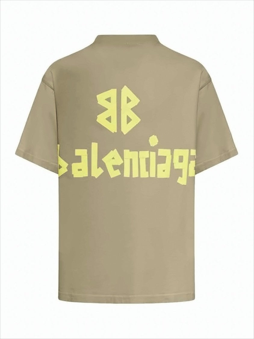Balenciaga Boxy Fit Graphic Print T-Shirt In Muted Beige