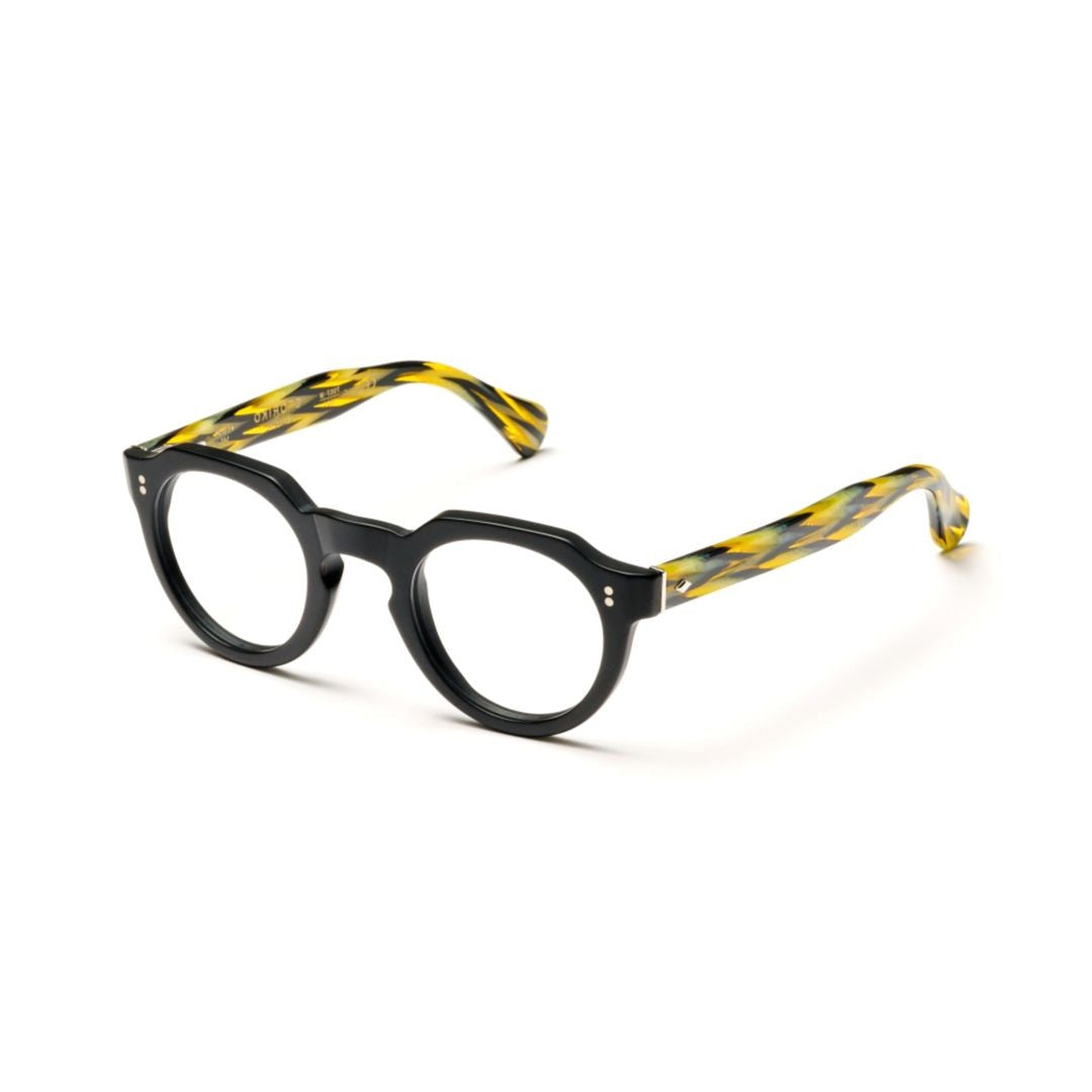 Kador Round Black Frame Eyeglasses With Tortoiseshell Temples