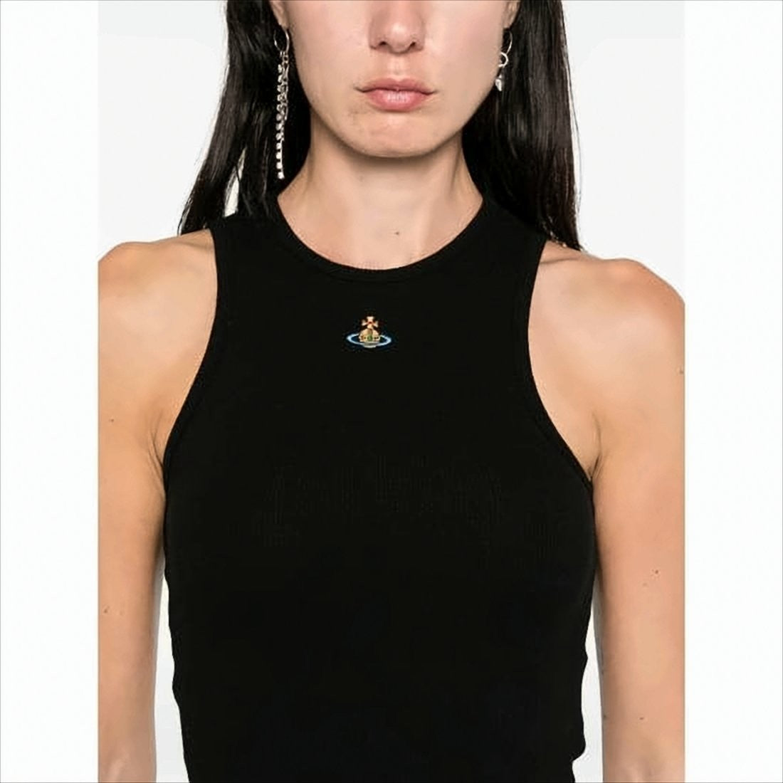 Vivienne Westwood Fitted Black Sleeveless Top With High Neckline