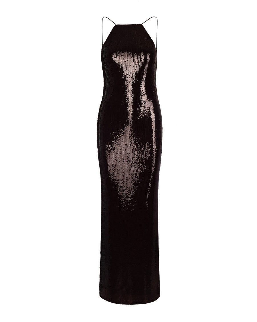 Patrizia Pepe Long Tulle Dress With Purple Red Sequins