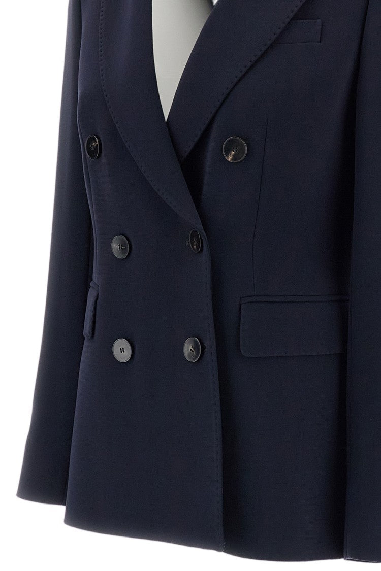 Alberto Biani Blue Structured Cady Double-Breasted Blazer