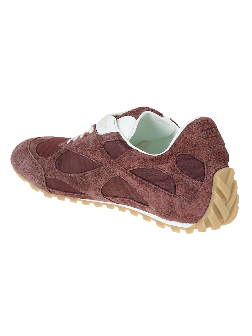 Bottega Veneta Low-Profile Burgundy Leather Suede Sneakers