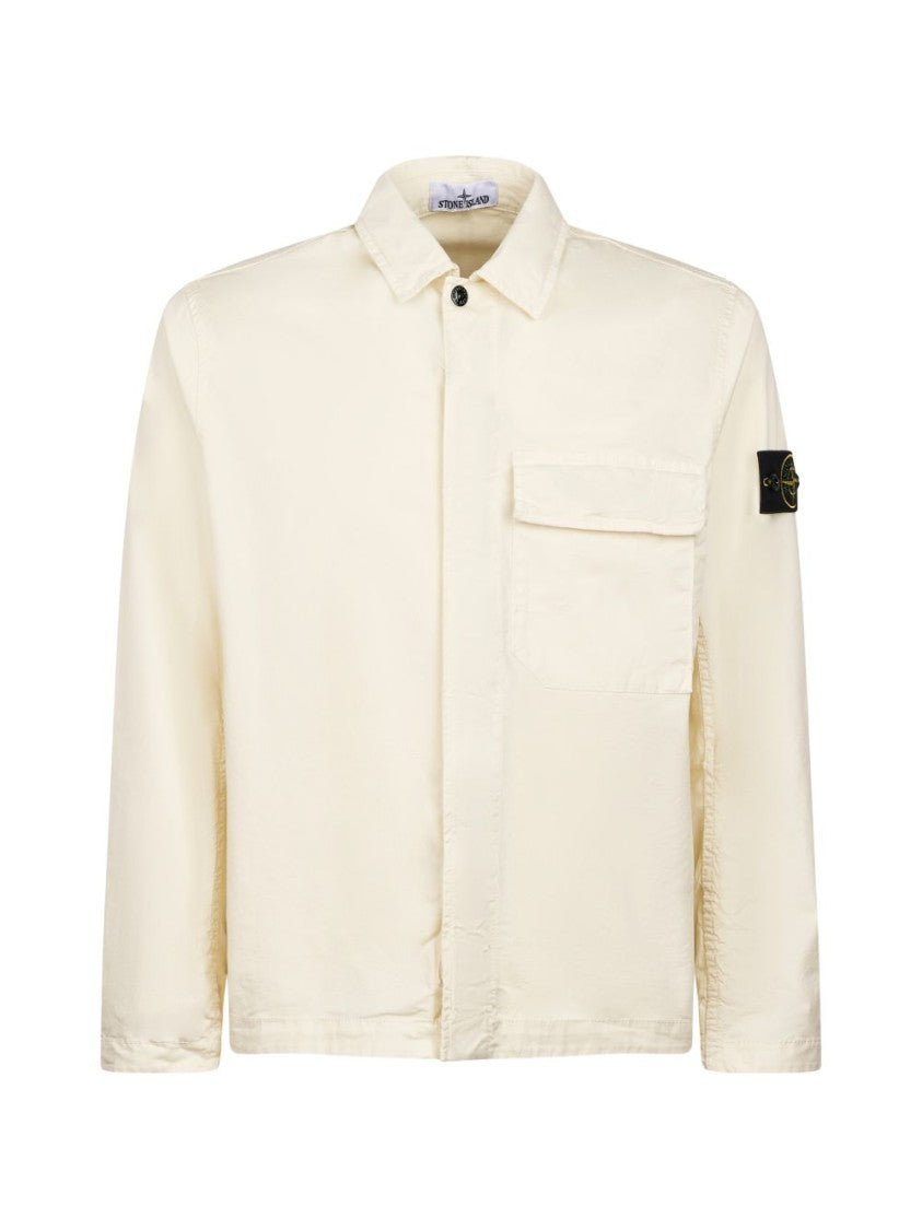 Stone Island Concealed Zip Placket Shirt With Classic Collar