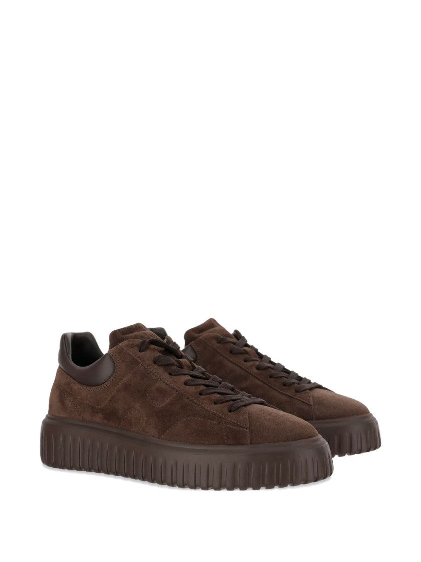 Hogan Brown Suede Sneakers With Padded Collar