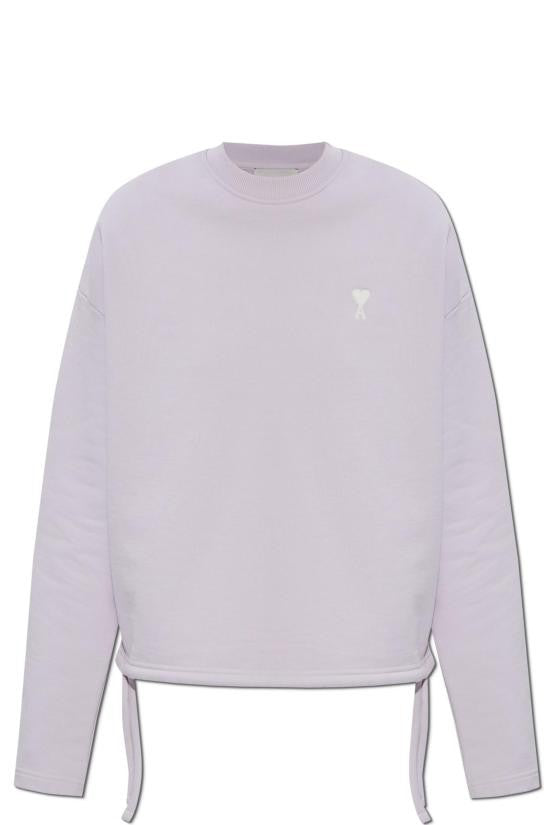 Ami Paris Relaxed Fit Cropped Long-Sleeve Top With Side Ties