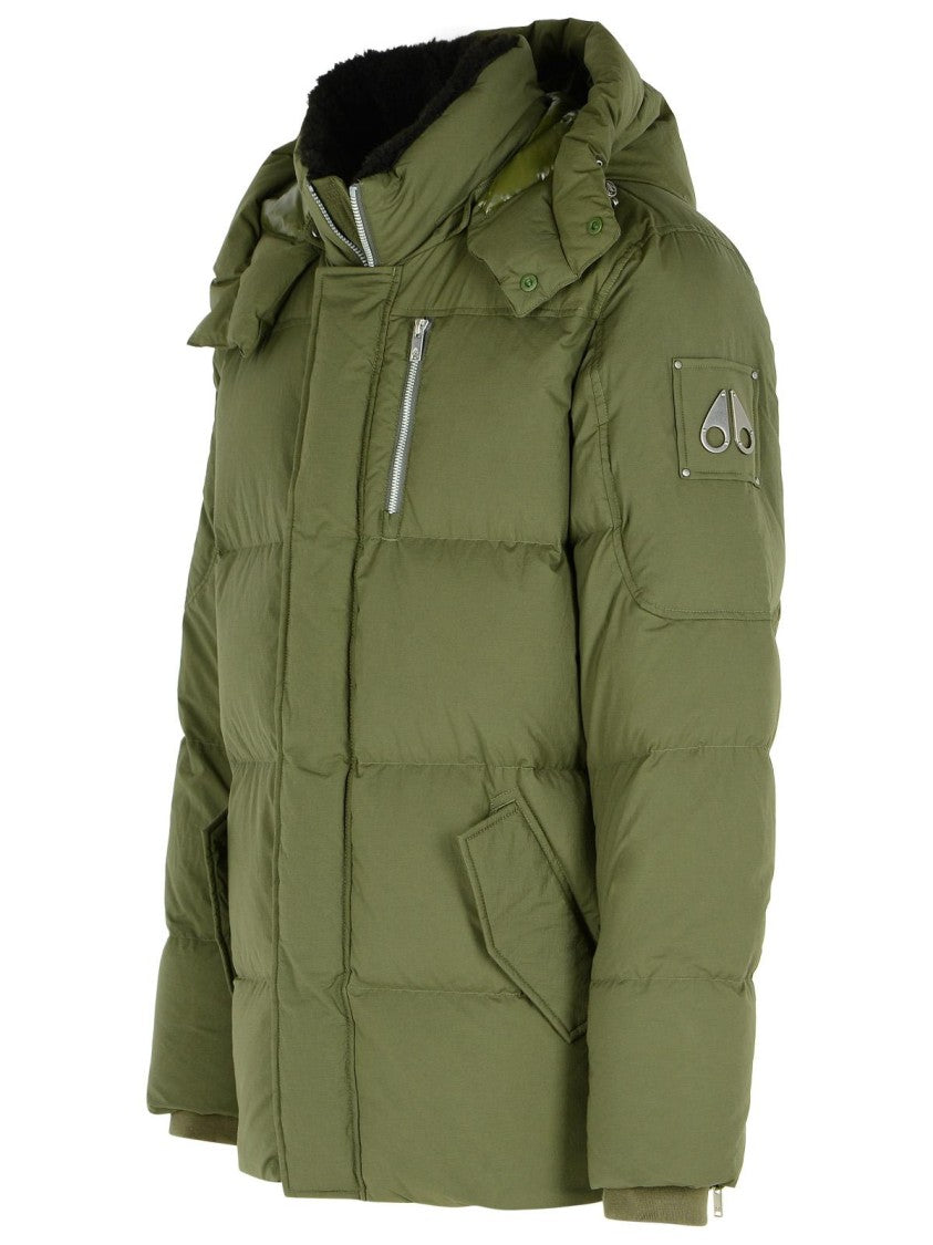 Moose Knuckles Everest 3Q' Nylon And Green Cotton Down Jacket