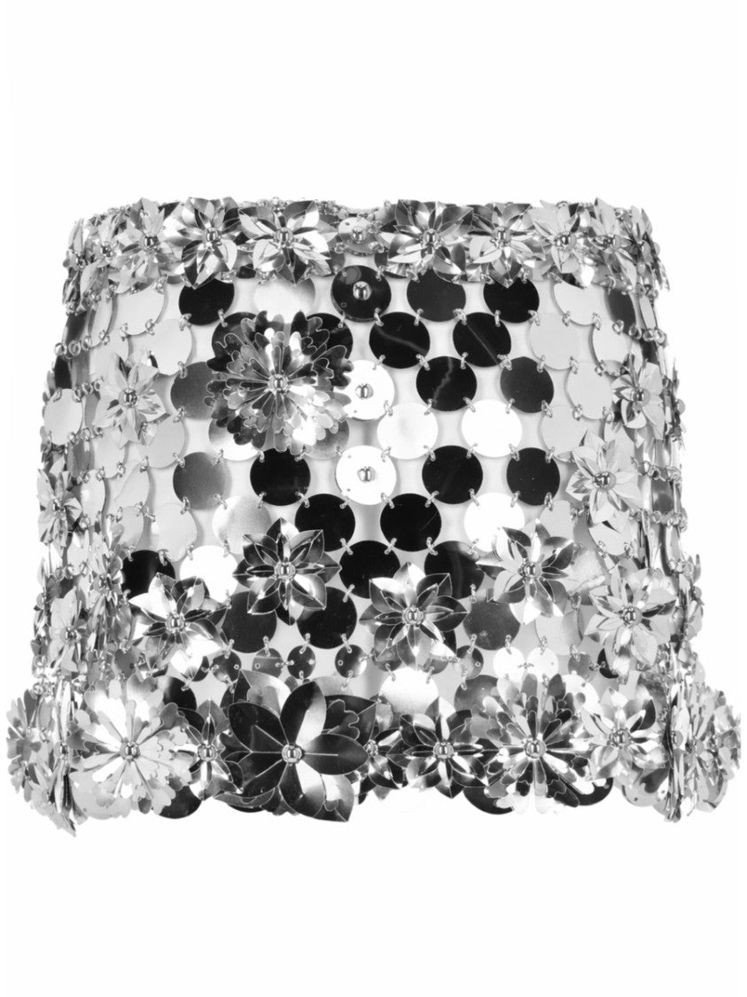 Rabanne Mini Floral Motifs Chainmail Skirt