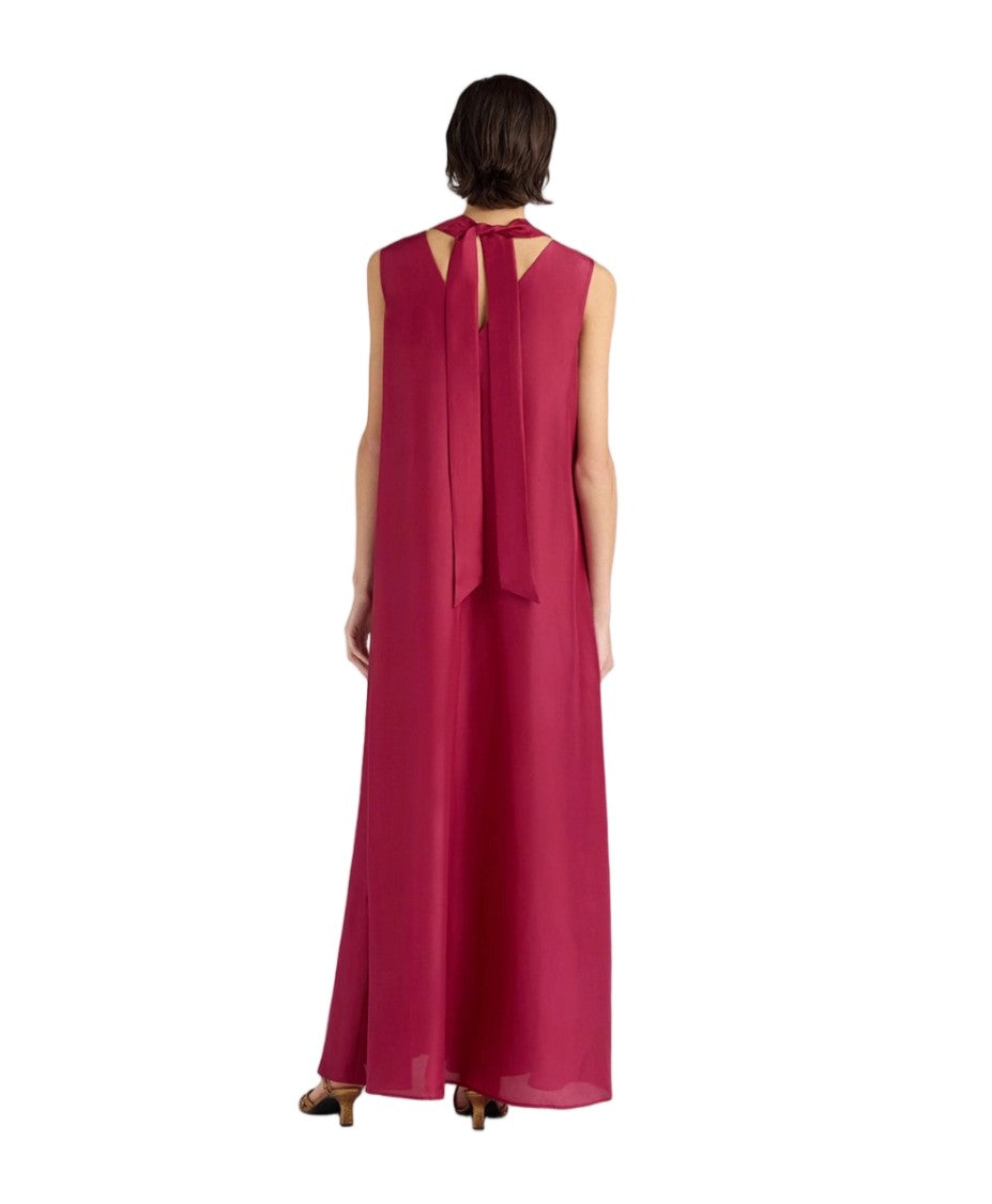 Momonì Habutai Silk Sleeveless Double Tie Sash Maxi Dress