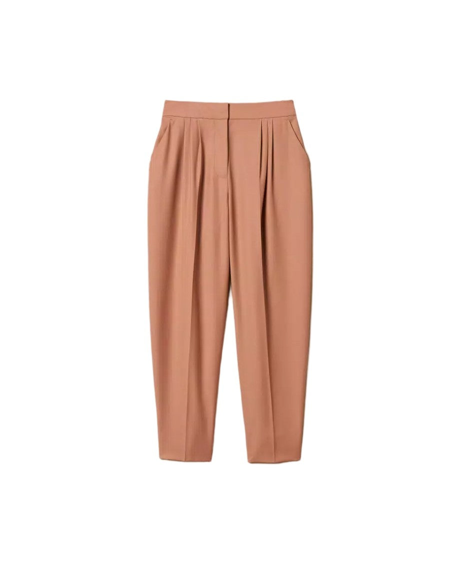 Twin-Set Wool-Blend Front-Pleat Cropped Pants