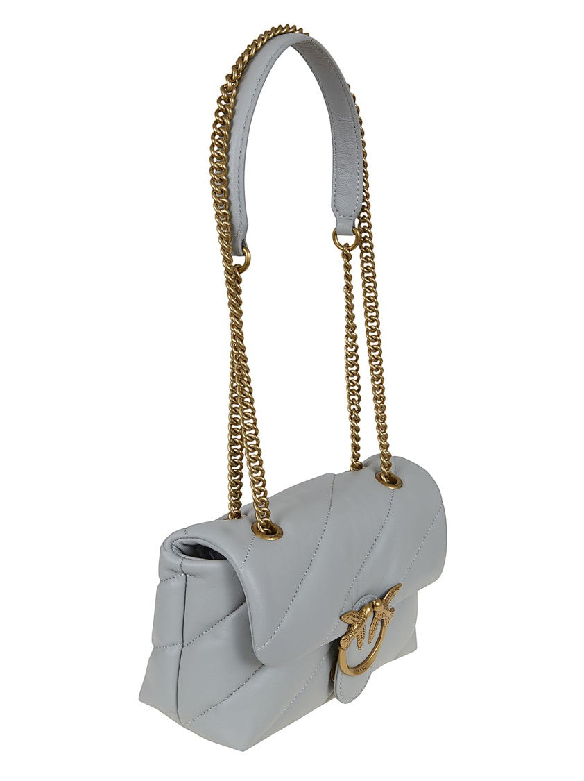 Pinko Quilted Calfskin Shoulder Bag With Gold Logo Detail