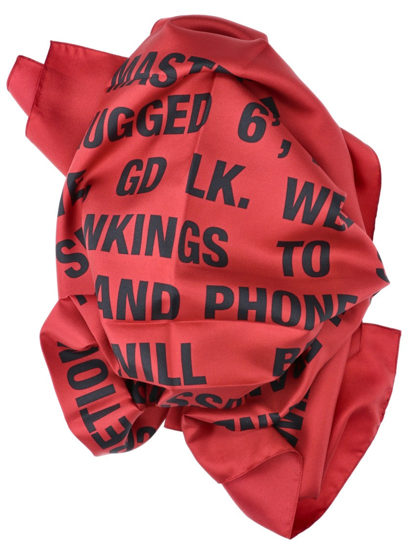Martine Rose Red Square Logo Print Cotton Scarf