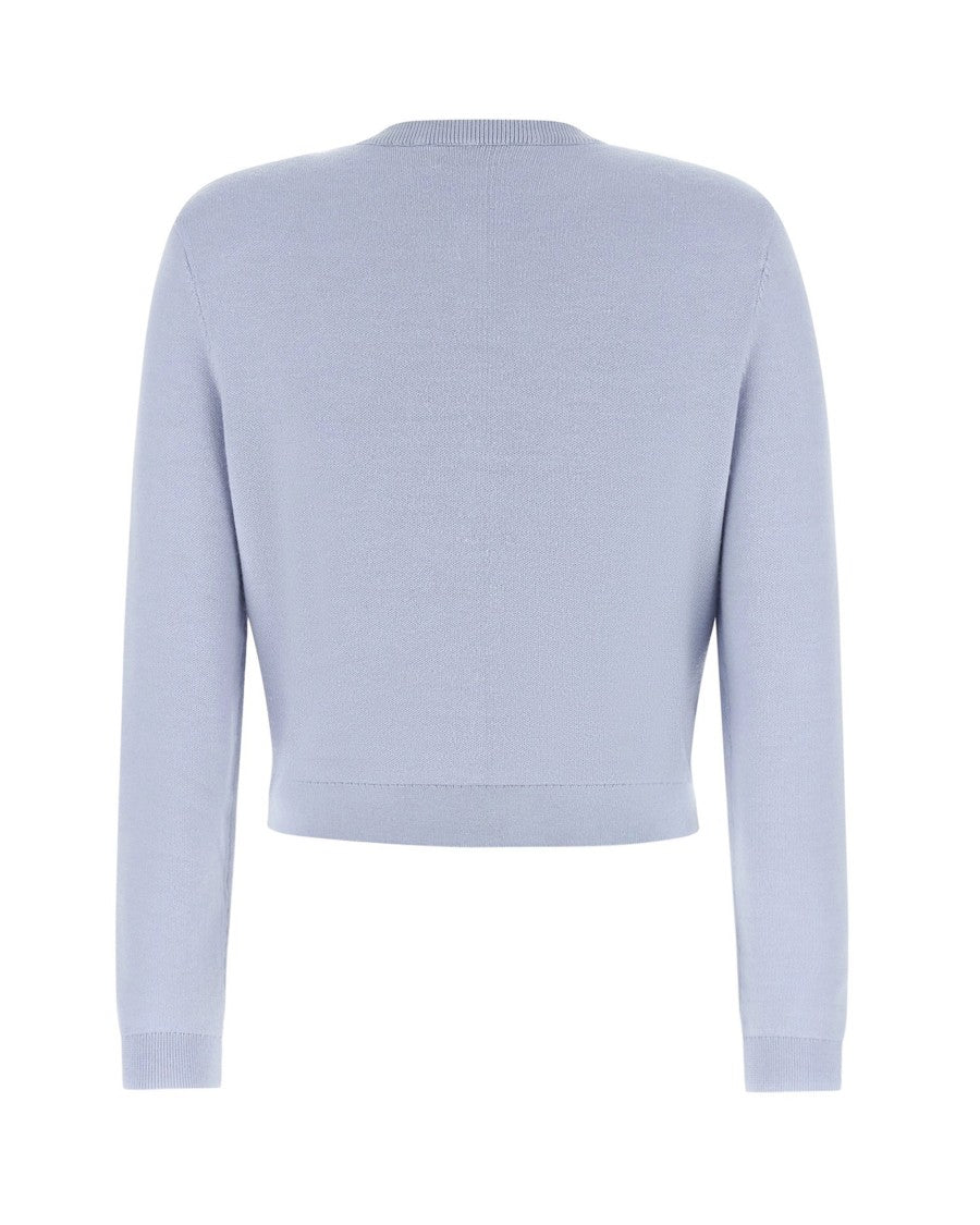 Self-Portrait Blue Preppy Lace Cropped Cardigan