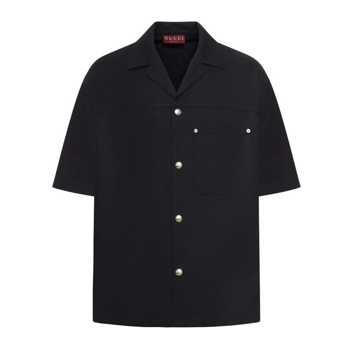 Gucci Relaxed-Fit Black Cotton Shirt With Metallic Accents