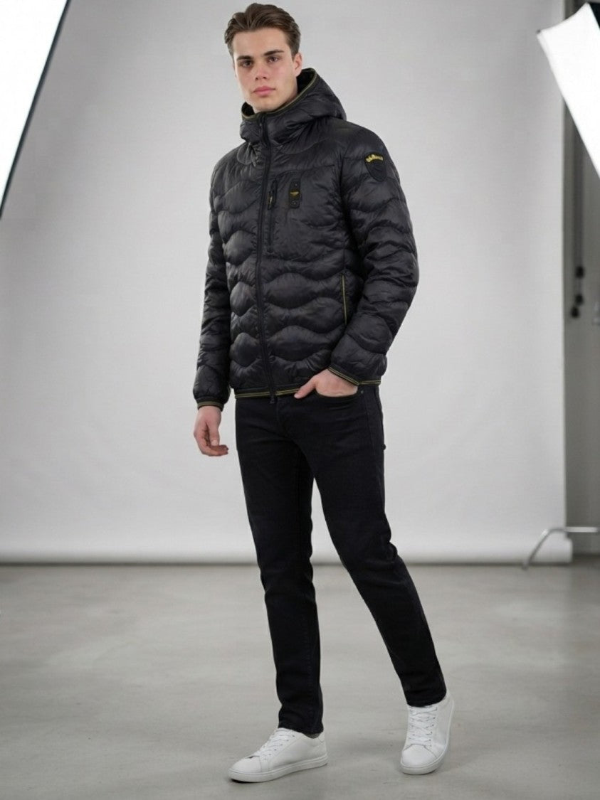 Blauer Black High-Collar Quilted Padded Jacket