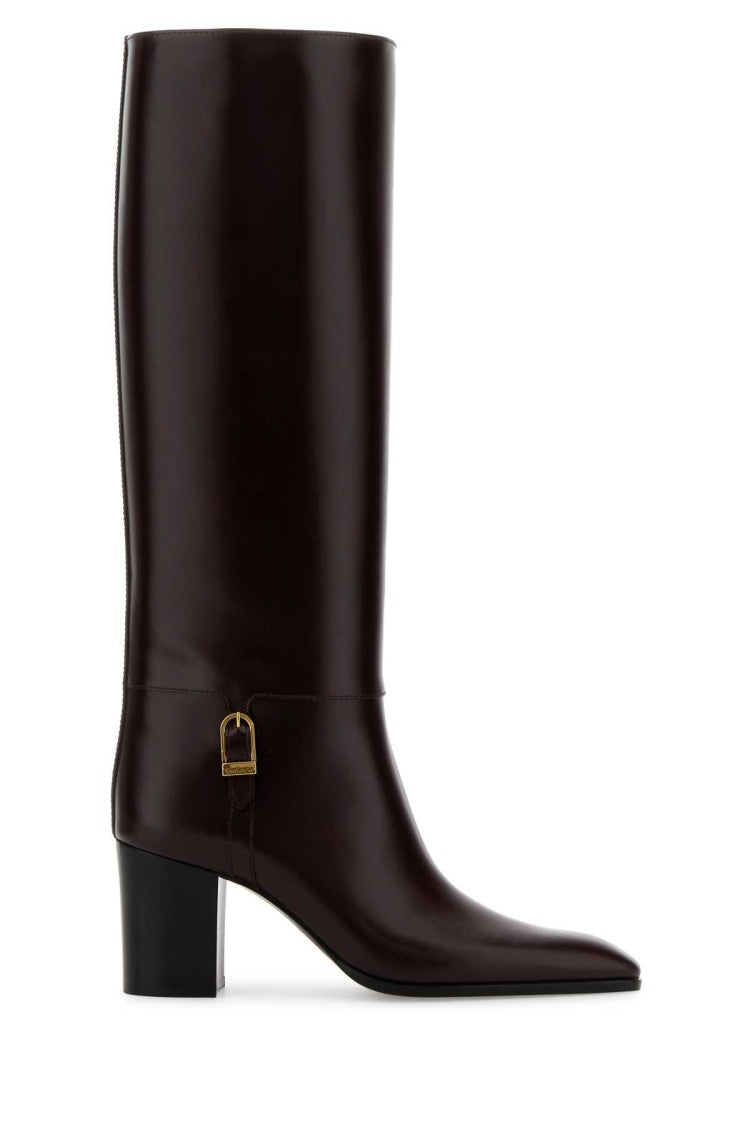 Saint Laurent Grape Leather Julia 70 Boots