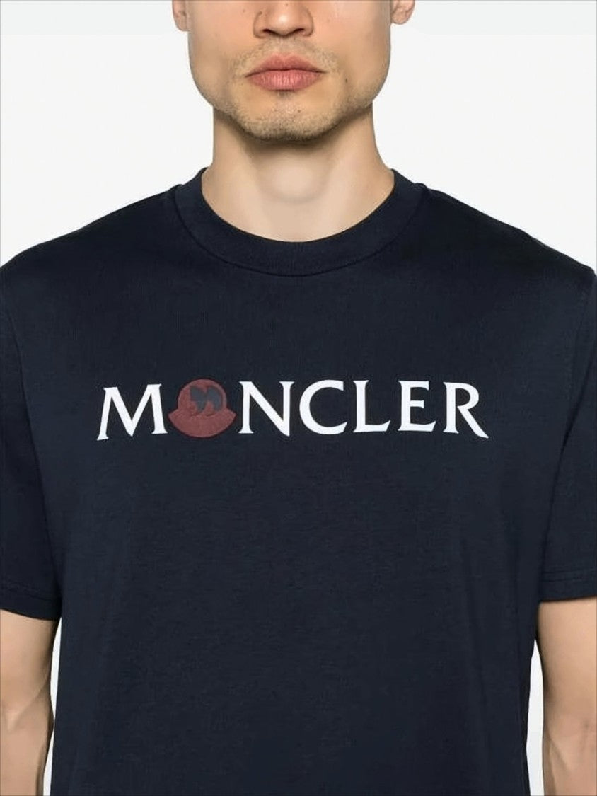 Moncler Crew Neck Cotton T-Shirt With Bold Logo