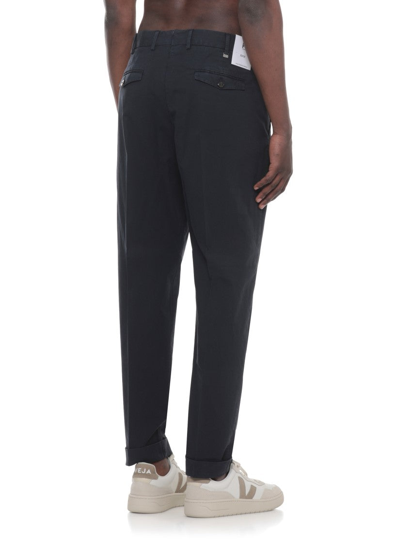 Pt Torino Blue Cotton Straight-Leg Pants