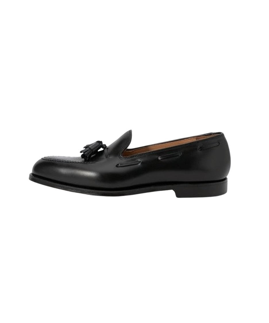 Crockett & Jones Sleek Black Leather Loafers With Decorative Tassels
