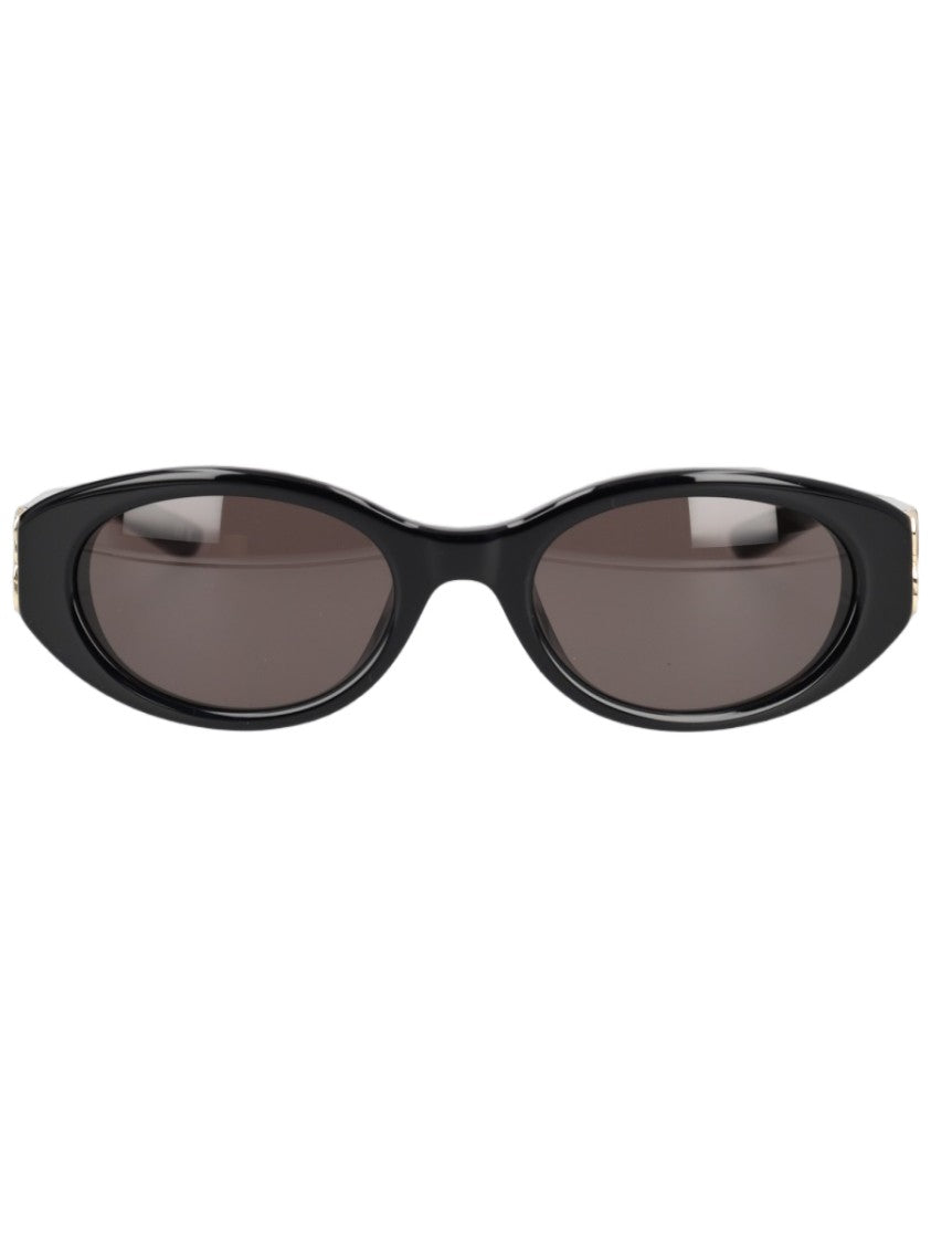 Balenciaga Black Elongated Oval Sunglasses