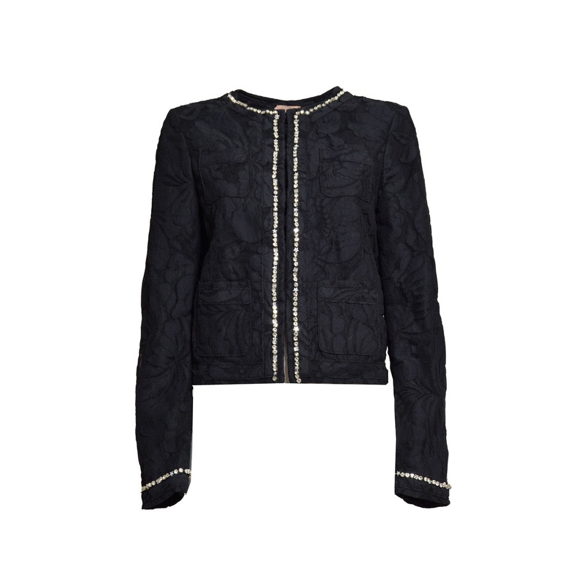 N°21 Cropped Single-Breasted Floral Lace Jacket