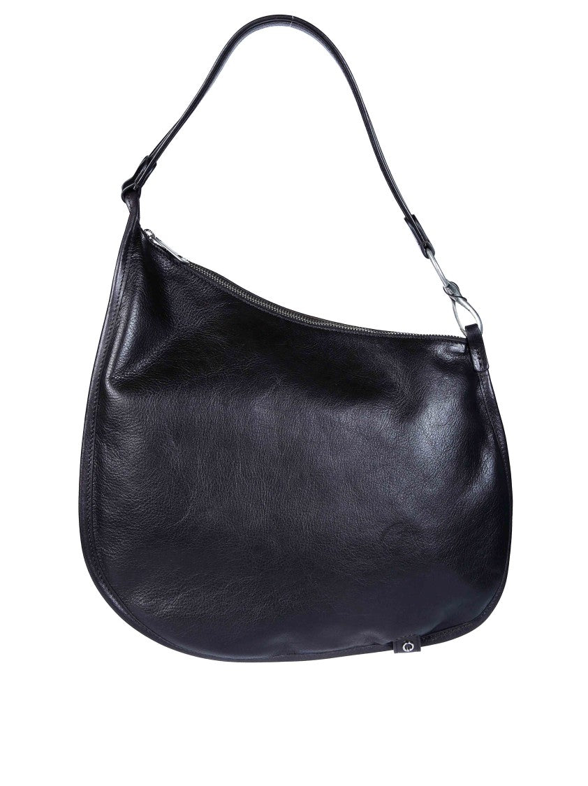 Orciani Crescent Smooth Leather Shoulder Bag