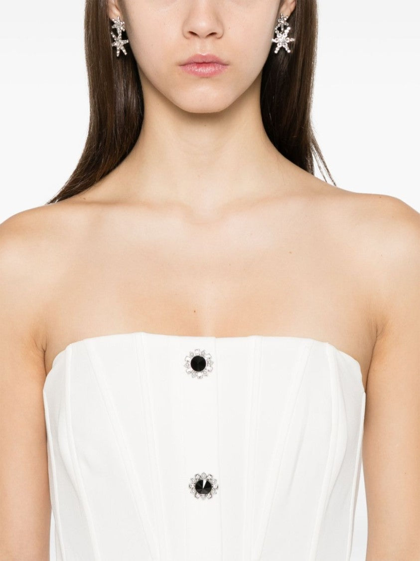 Self-Portrait Fitted White Trousers With Flared Hem