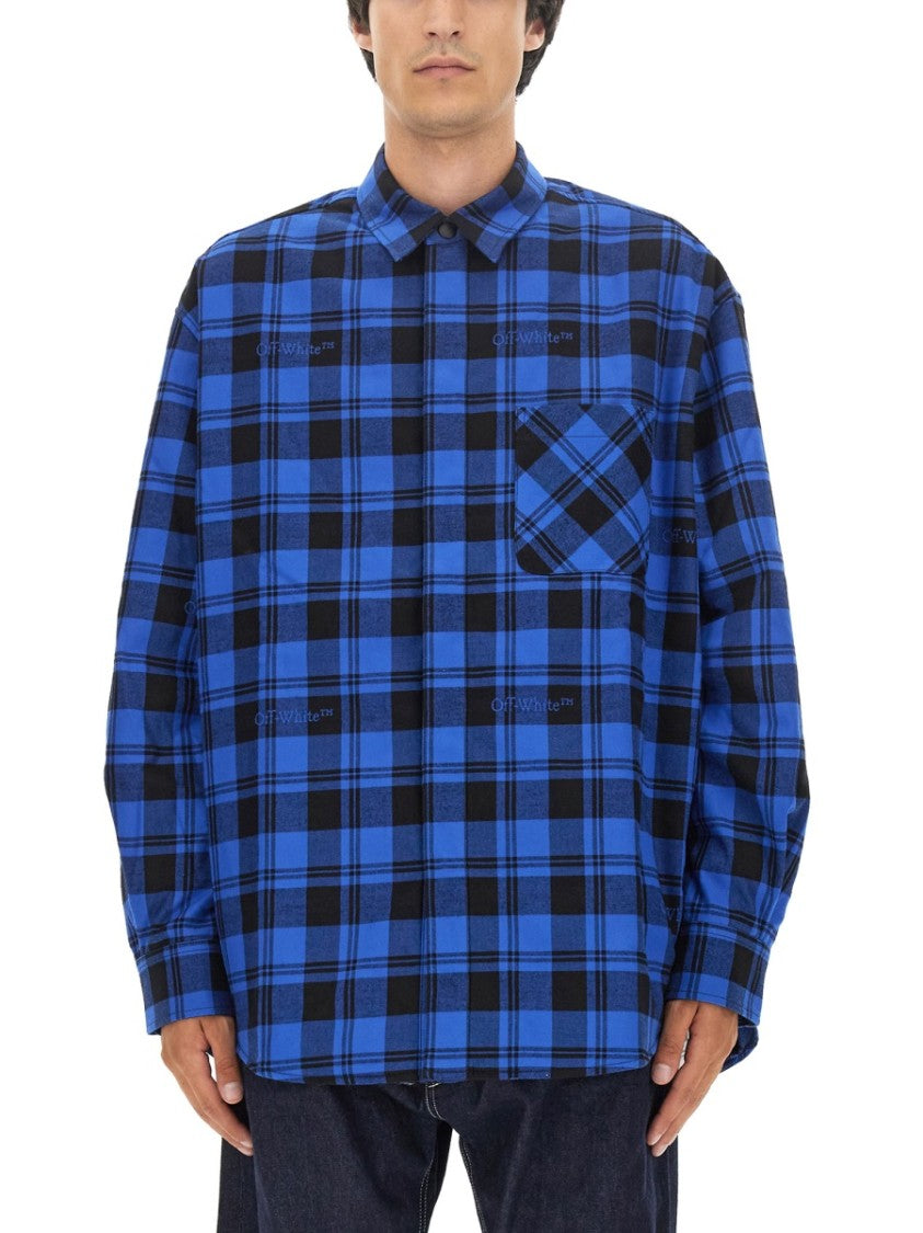 Off-White Check Print Oversized Shirt