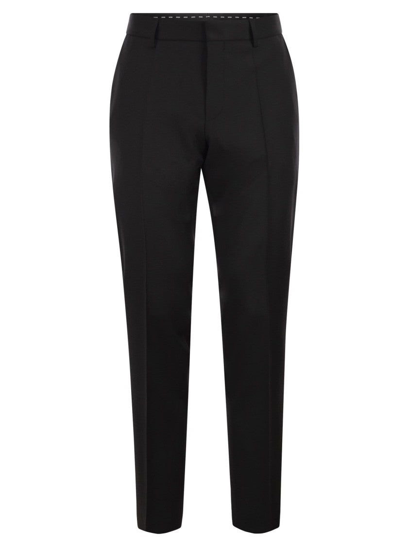 Boss Slim Fit Trousers In Virgin Wool Serge