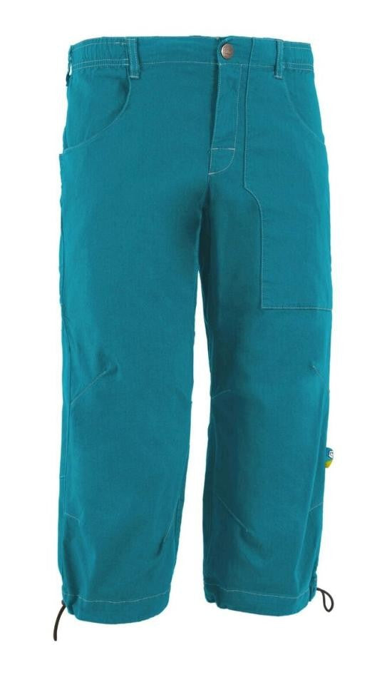 E9 Straight-Cut Teal Shorts With Adjustable Hem