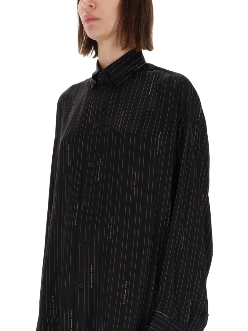 Balenciaga Cocoon Pinstriped Viscose Shirt