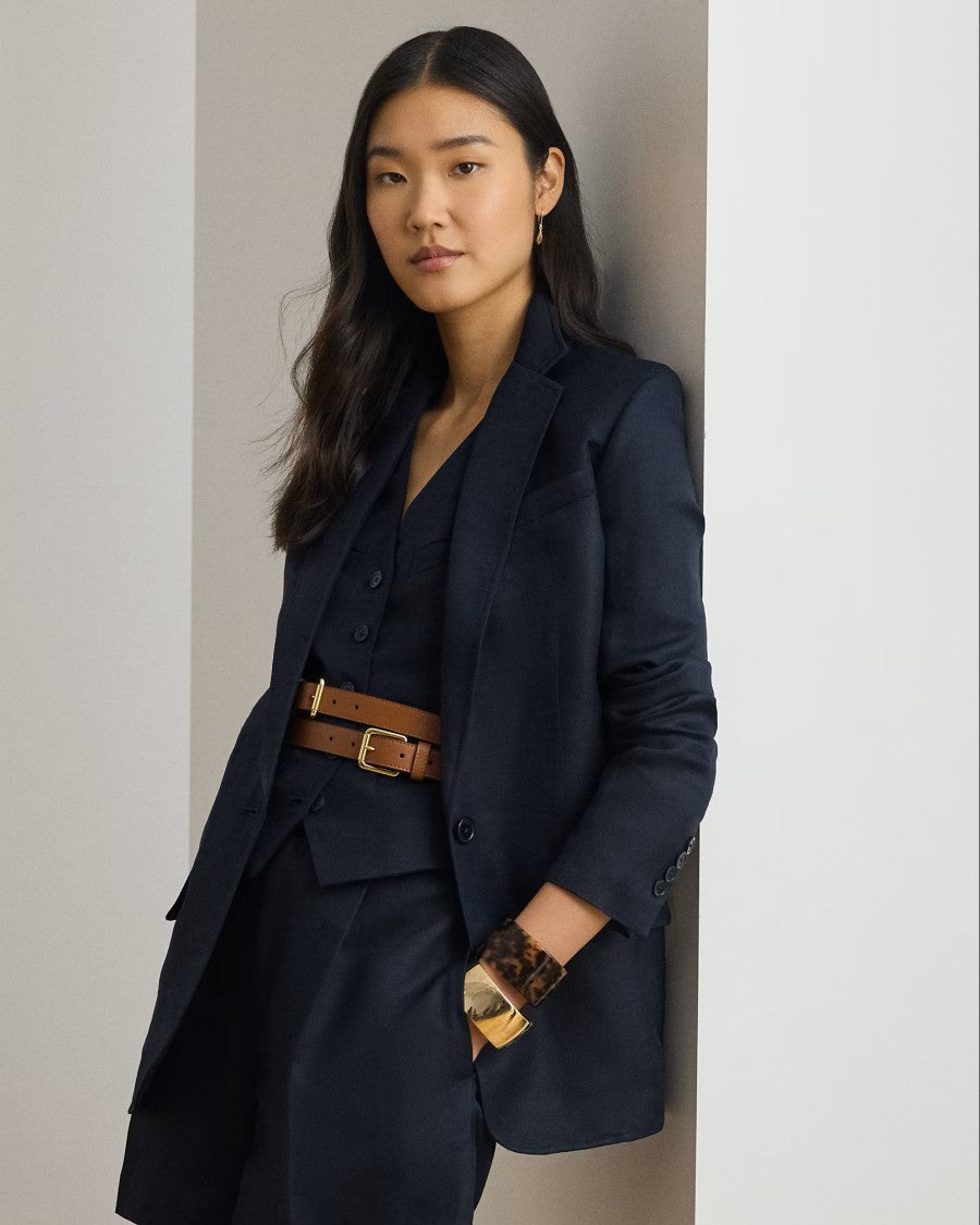 Lauren Ralph Lauren Navy Blue Light Linen Blazer Jacket