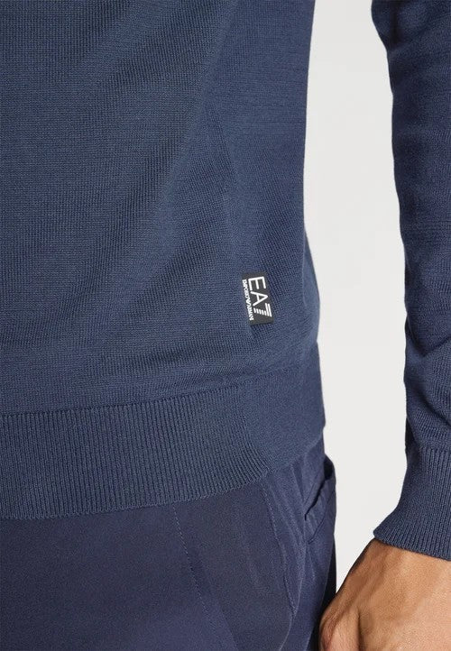 Emporio Armani Crewneck Black Sweatshirt With Ribbed Hems