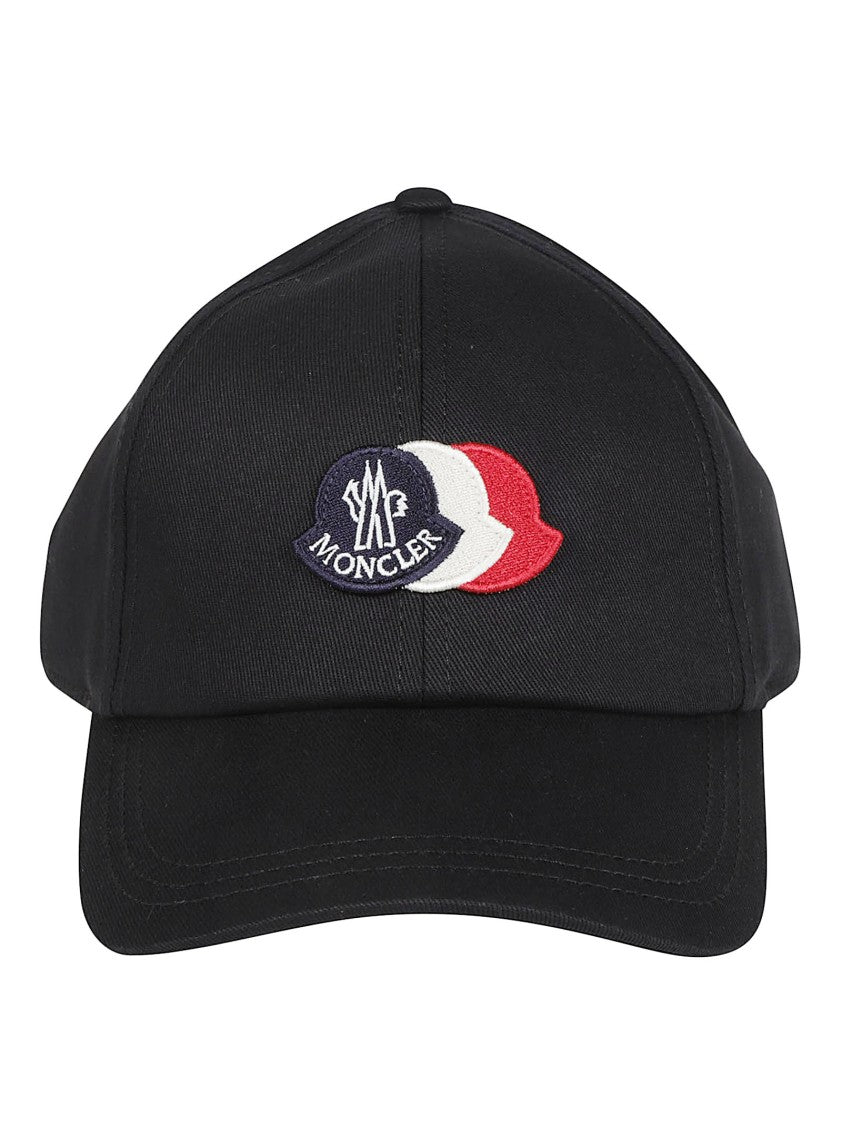 Moncler Black Cotton Logo Patch Baseball Cap