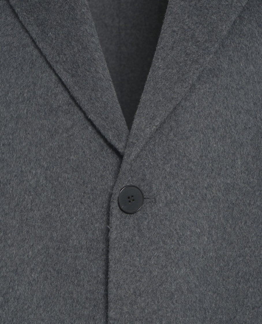 Amaranto Cashmere-Wool Blend Coat With Notch Collar And Hidden Pockets