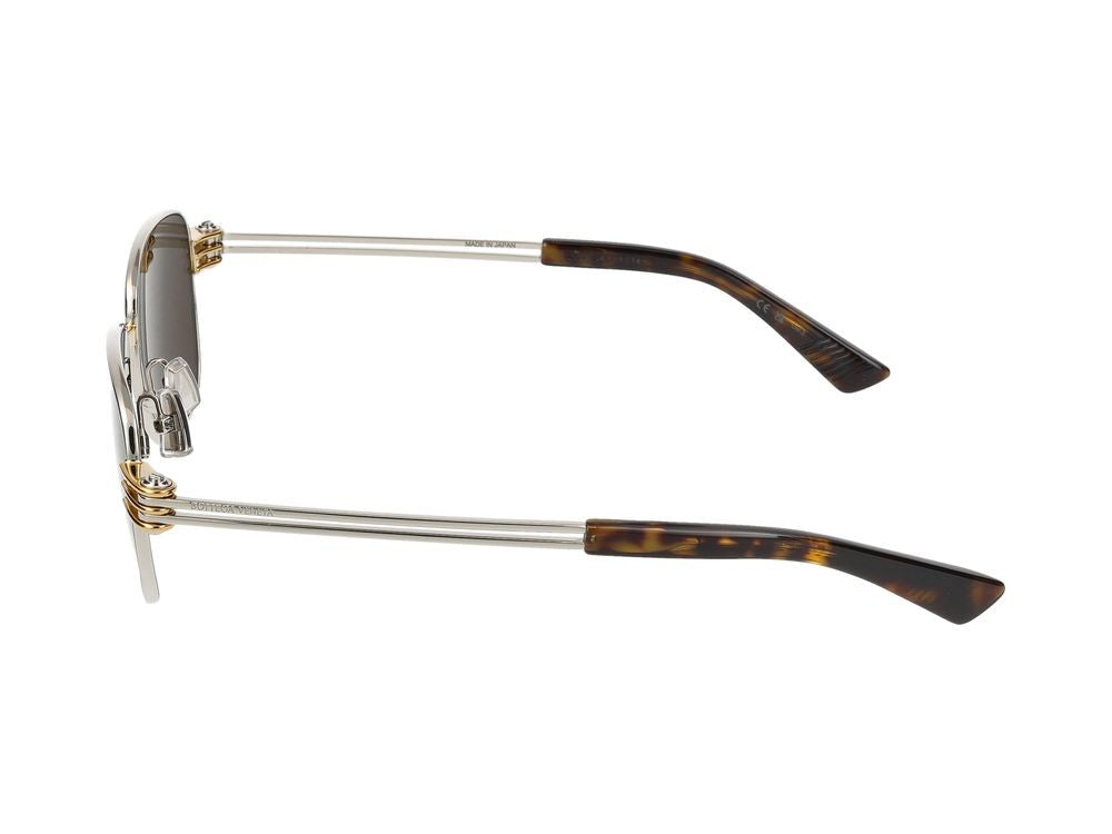 Bottega Veneta Silver Tortoiseshell Tips Metal Frame Sunglasses