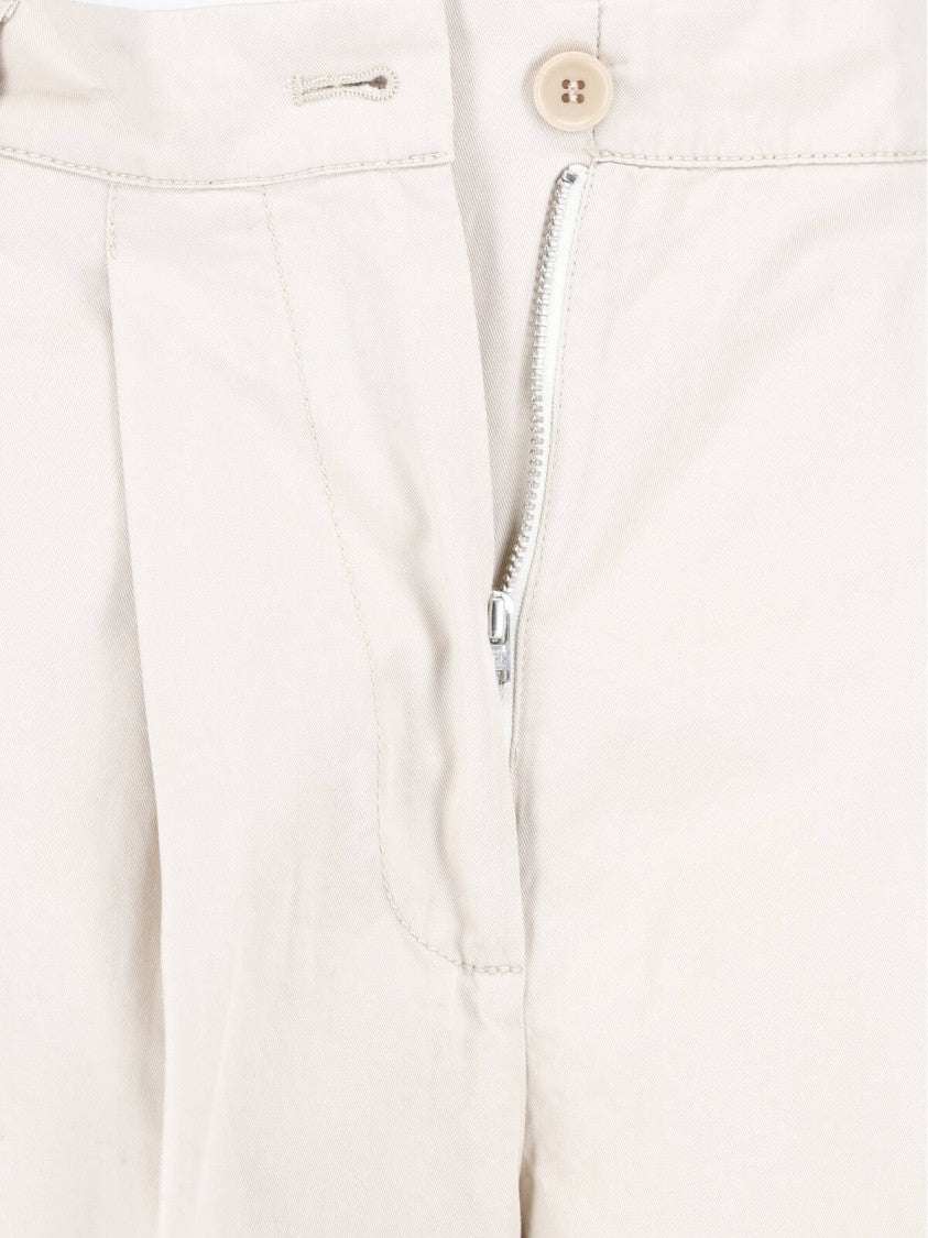 Aspesi Cream Tailored Straight-Leg Cotton Trousers
