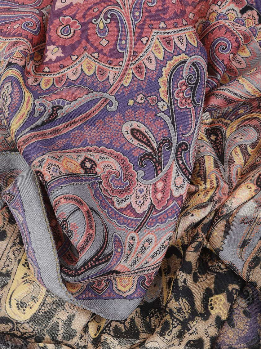 Etro Paisley Degradé Animalier Wool-Blend Scarf