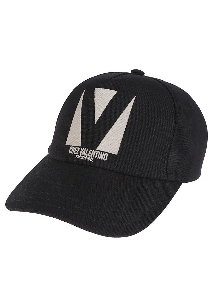 Valentino Black Chez Cotton Baseball Cap