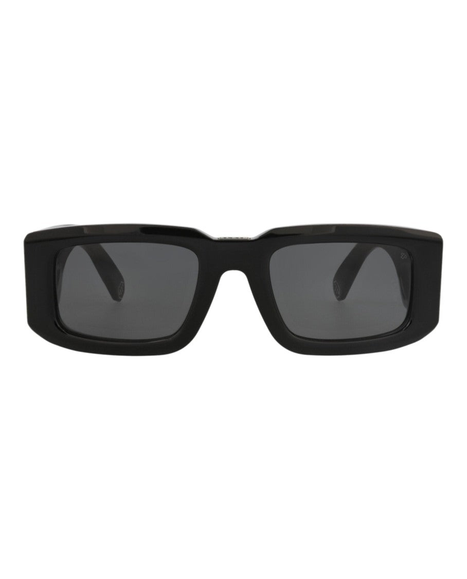 Philipp Plein Square-Frame Black Acetate Sunglasses With Saddle Nose Bridge