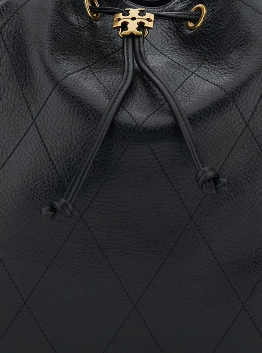 Tory Burch Quilted Leather Shoulder Bag With Drawstring Closure
