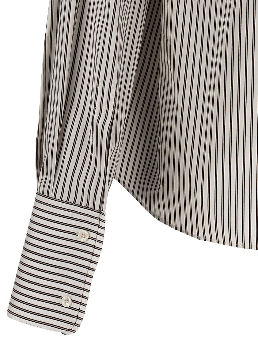 Dolce & Gabbana Oversized Striped Cotton Poplin Shirt With Button Closure
