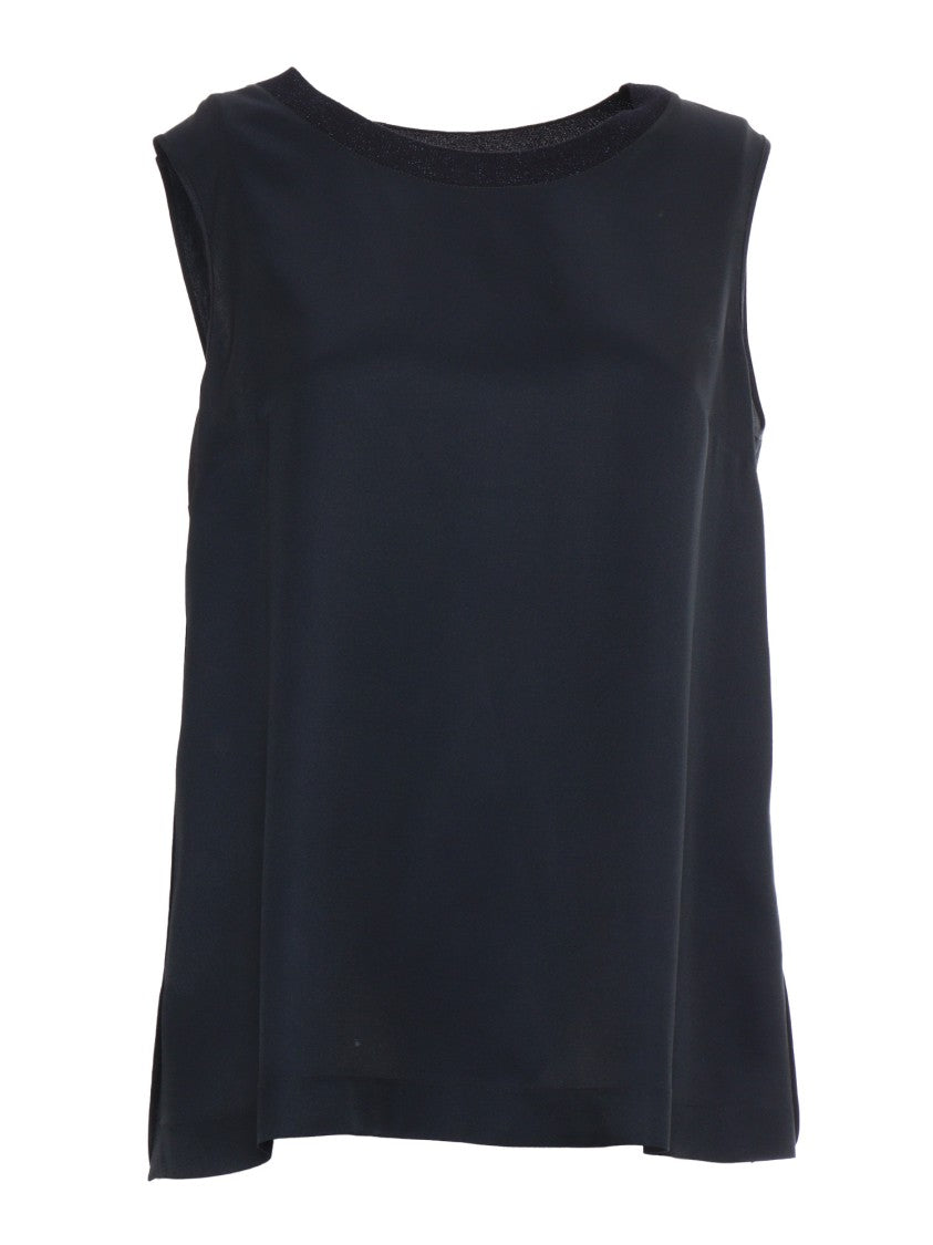 Lorena Antoniazzi Black Round Neck Tank Top