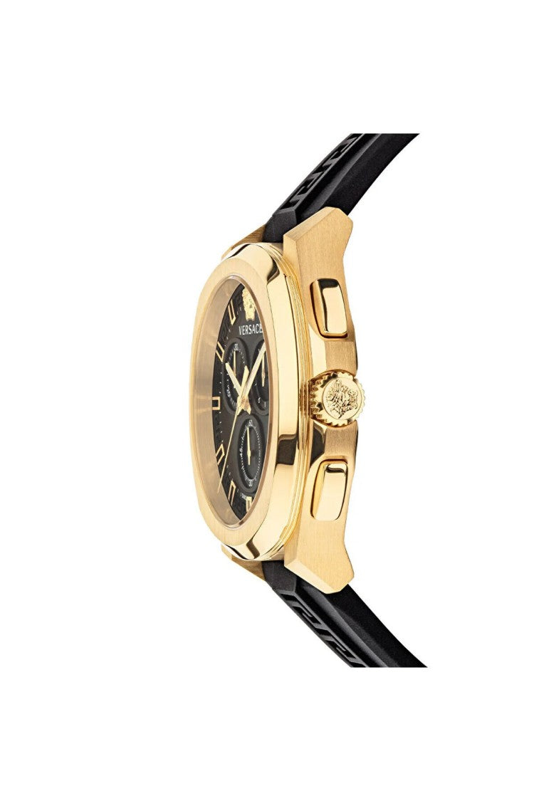 Versace Chronograph Timepiece With Gold-Tone Stainless Steel Case And Black Dial
