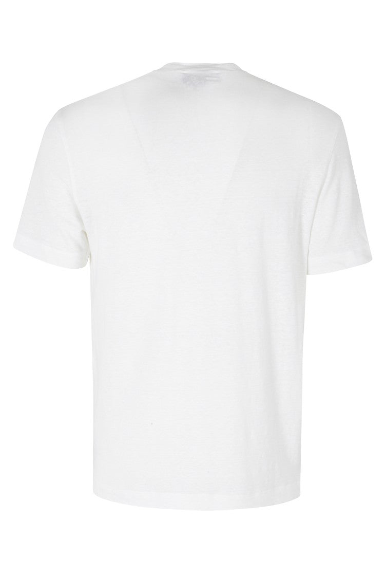 Filippo De Laurentiis White Linen-Jersey Crewneck Linen-Blend T-Shirt