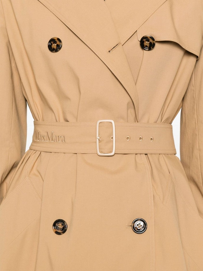 Max Mara Sand Brown Double-Breasted Trench Coat