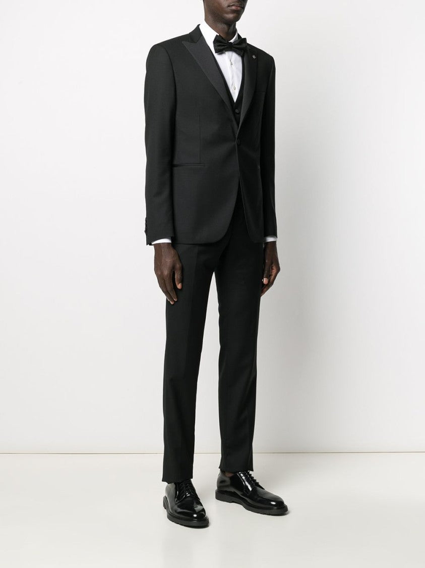 Tagliatore Classic Black Virgin Wool Three-Piece Suit