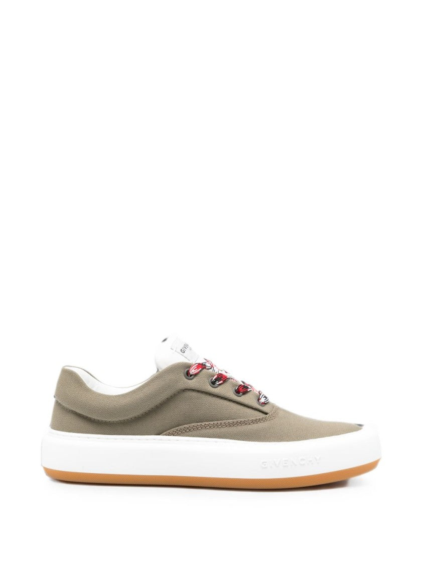 Givenchy Olive Muted Canvas Multicolored Laces Sneakers