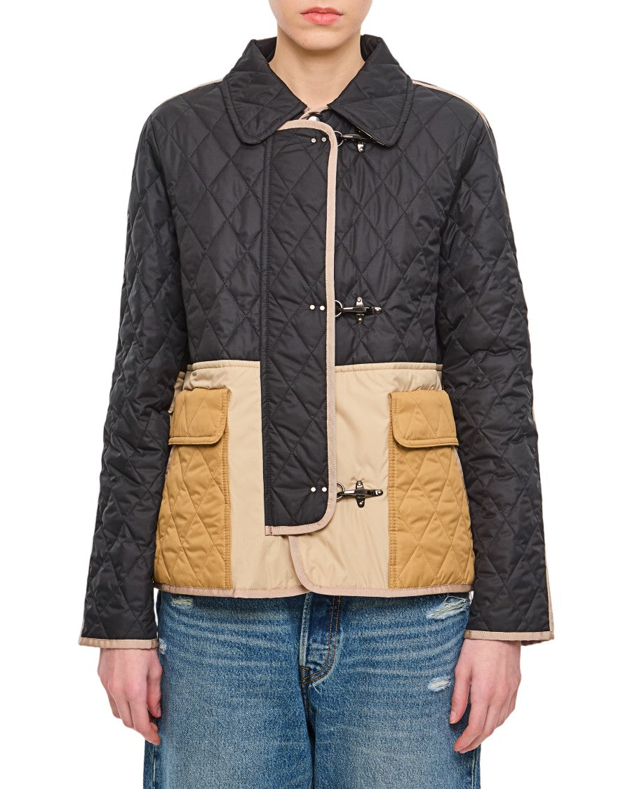 Fay Boxy Quilted Jacket With Color-Blocked Design