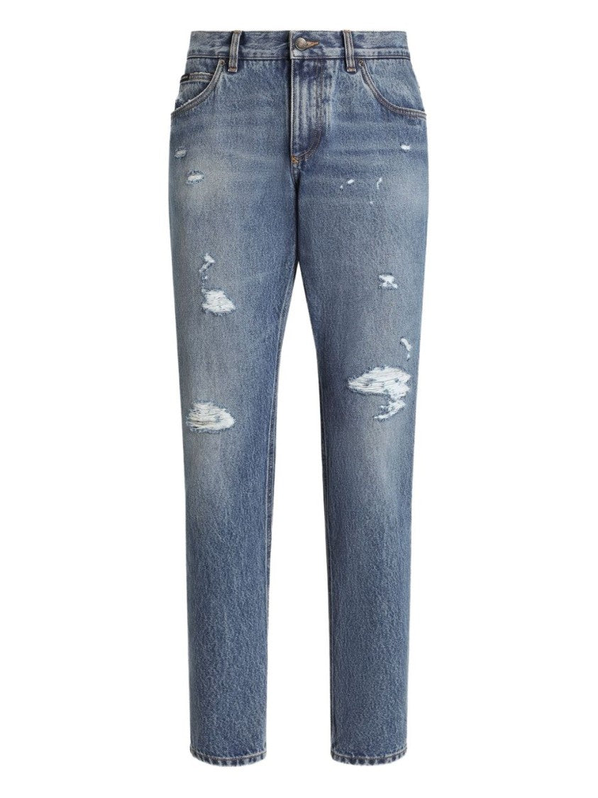 Dolce & Gabbana Distressed Blue Denim Jeans