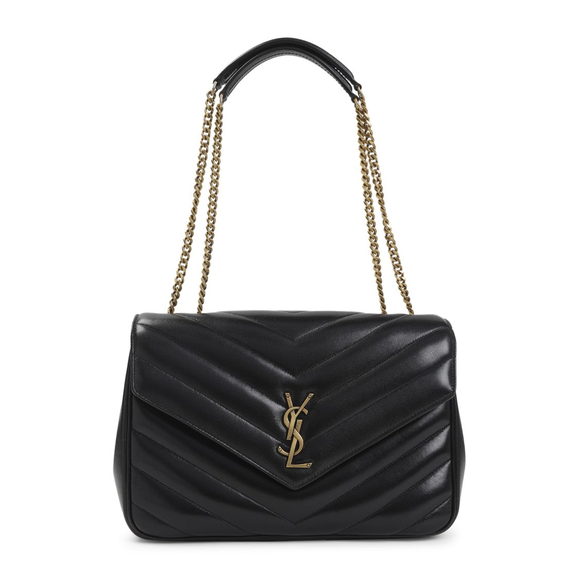 Saint Laurent Loulou L Black Lamb Leather Shoulder Bag